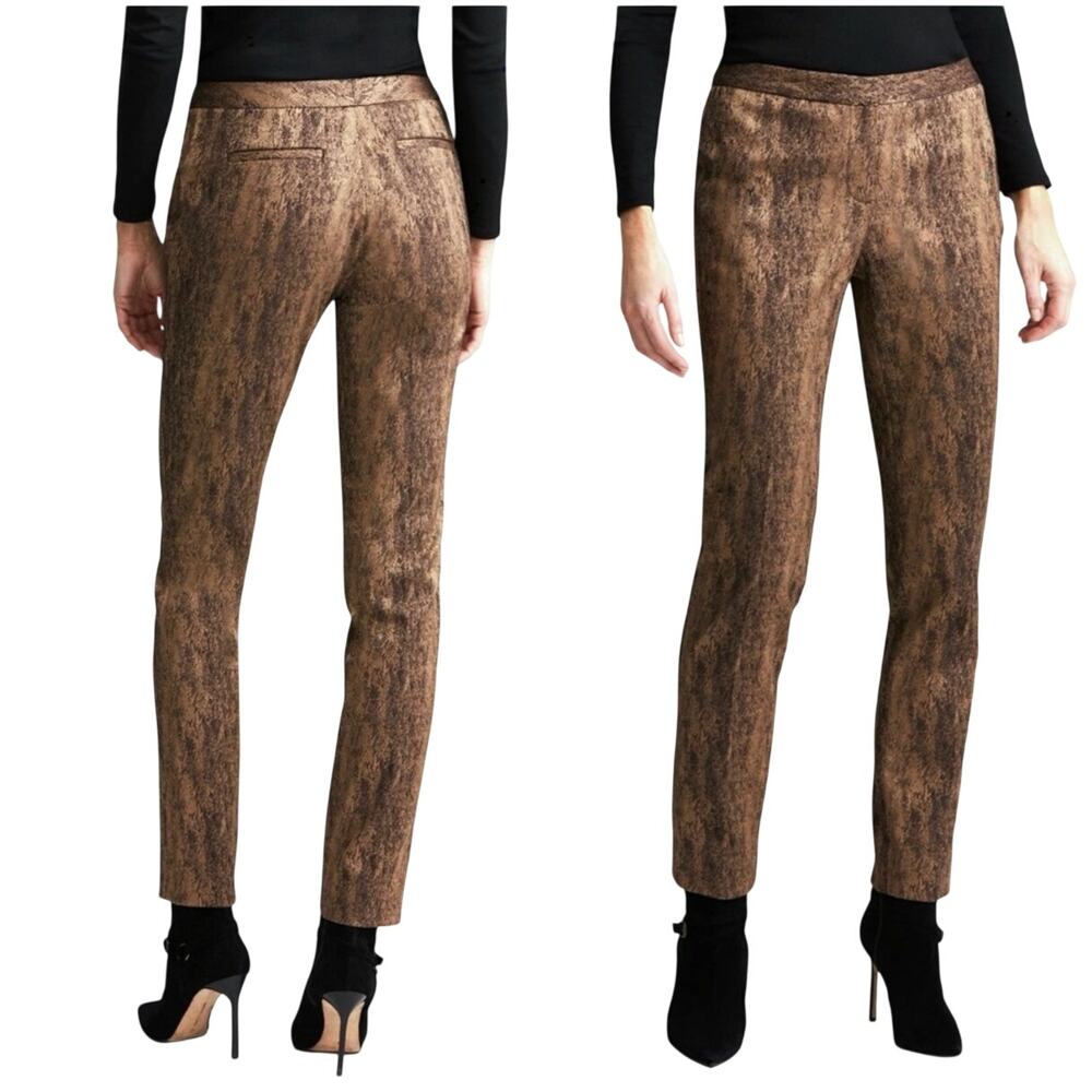 Etcetera Murray Snakeskin pants, Liz straight, dark gold/brown, ankle, 10